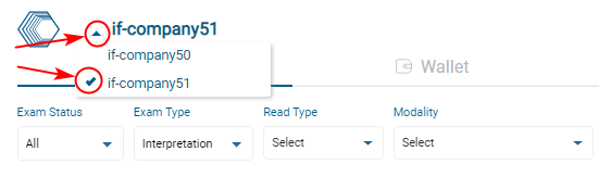 Open the drop-down list of organizations and select the one you need