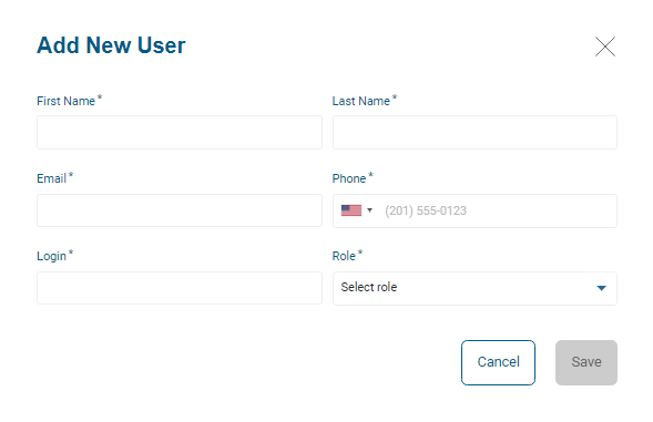 You must specify the First Name, Last Name, Email, Phone, Login, Role fields and save the results with the Save button