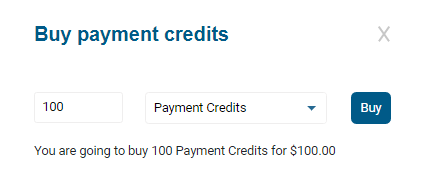 The Buy payment credits form