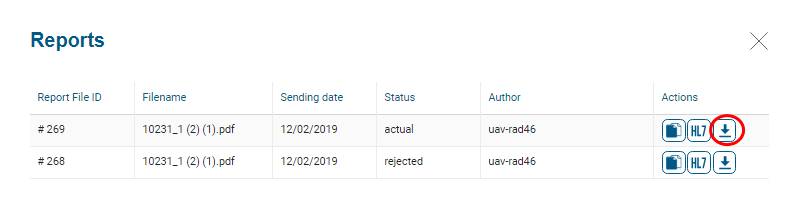 Download the file using the Download report button